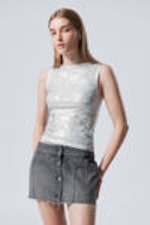 Silver Splatter Print - Annie Boat-Neck Metallic Splatter Top - 1