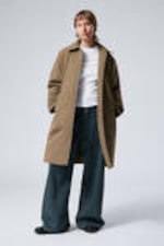 Beige Khaki - Oversized Padded Car Coat - 0