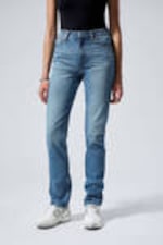 Golf Blue - Mittelblau - Smooth High Waisted Slim Leg Jeans - 1