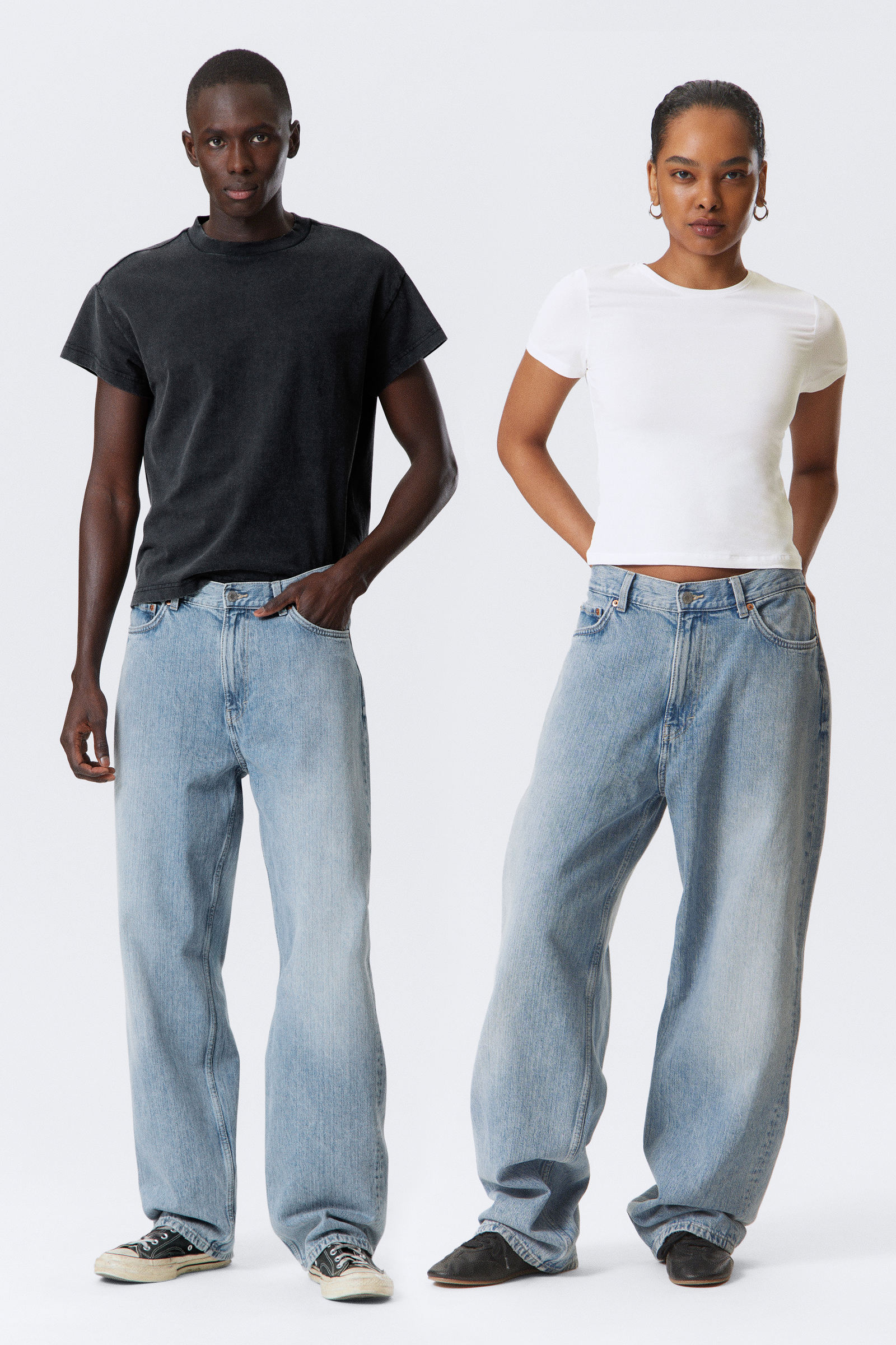 galaxy loose straight leg jeans - Blue Fade - Medium Blue