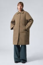 Beige Khaki - Oversized Padded Car Coat - 1