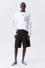 Black - Loose Workwear Twill Shorts - 0