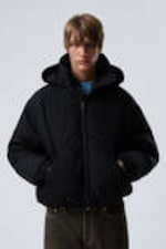 Black - Padded Hooded Puffer Jacket - 1