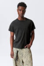 Black - Ambience - Graphic Cap-Sleeved Boxy Cotton T-shirt - 0