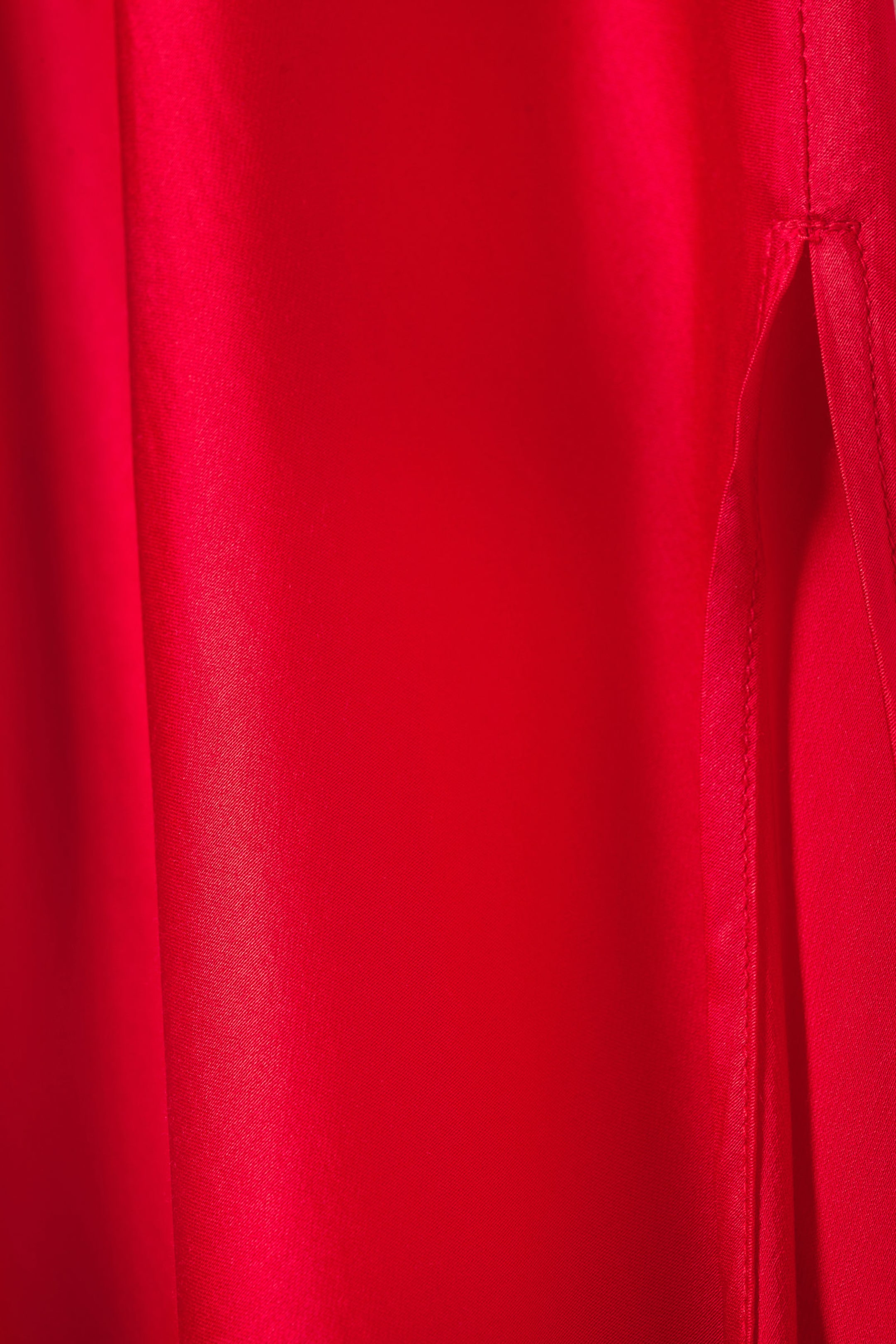 Bright Red - Low Rise Bias-Cut Satin Maxi Skirt - 5