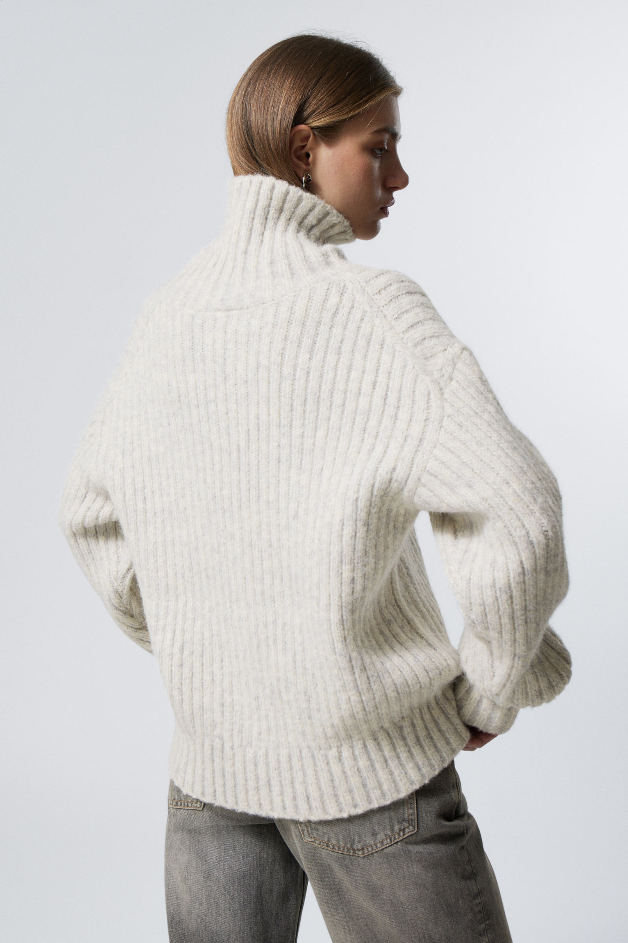 #C8C8C8 - Loose Knitted Turtleneck Sweater - 2