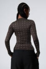 Dark Brown - Long-Sleeved Stud Top - 3