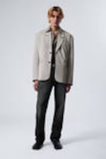 Zacht lichtbeige - Oversized blazer met enkele rij knopen - 2