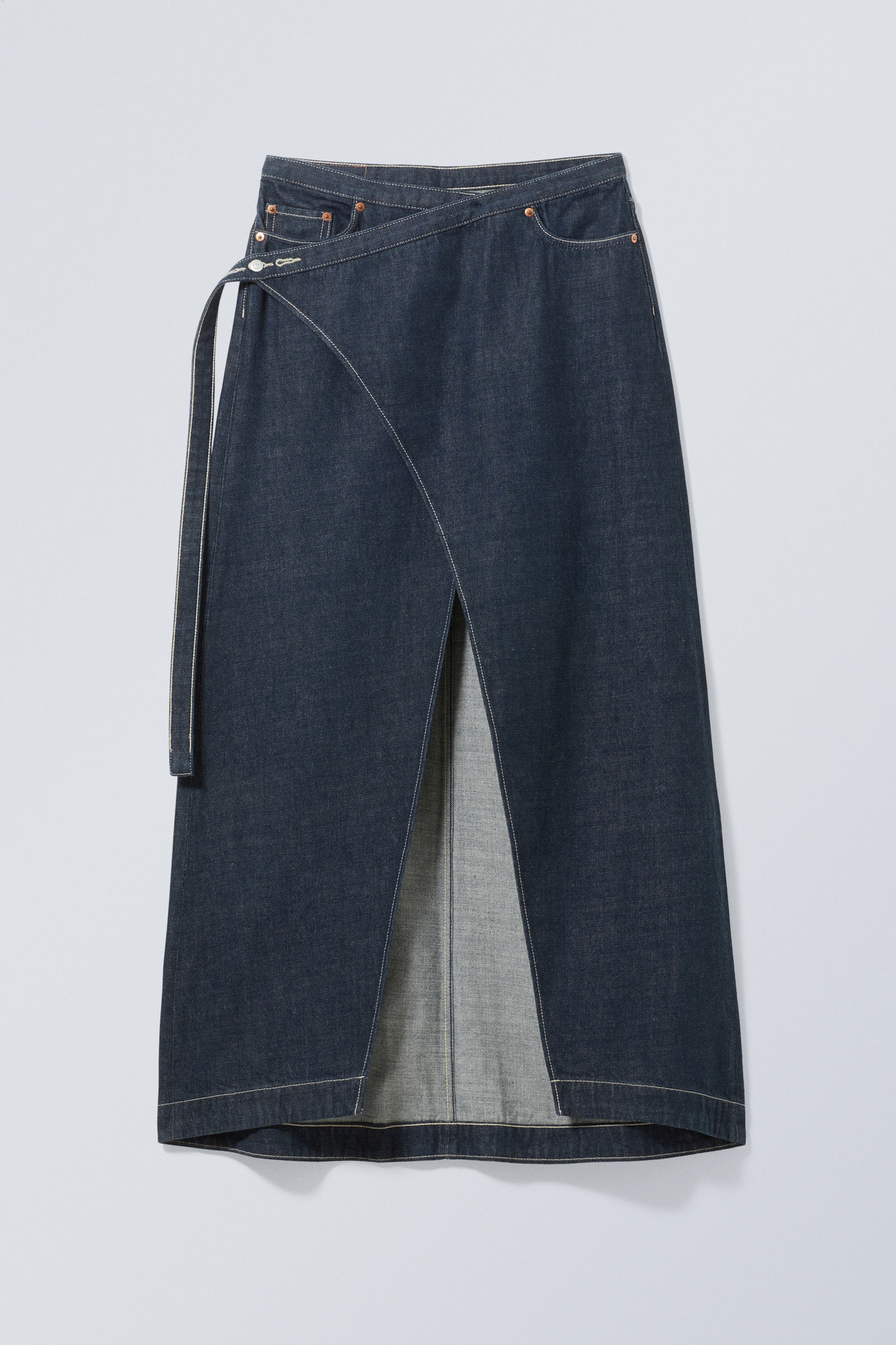 Blue Rinse - Main Denim Long Wrap Skirt - 0