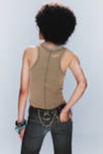 Ljus Dusty Brown - Tight Mini-Linne med tryck - 3