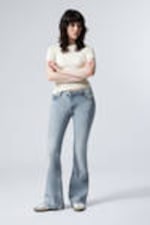 Stone Blue - Hellblau - Flame Low Waist Slim Flared Leg Jeans - 0