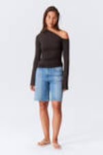 Dark Brown - Drape Asymmetric Lyocell Top - 2