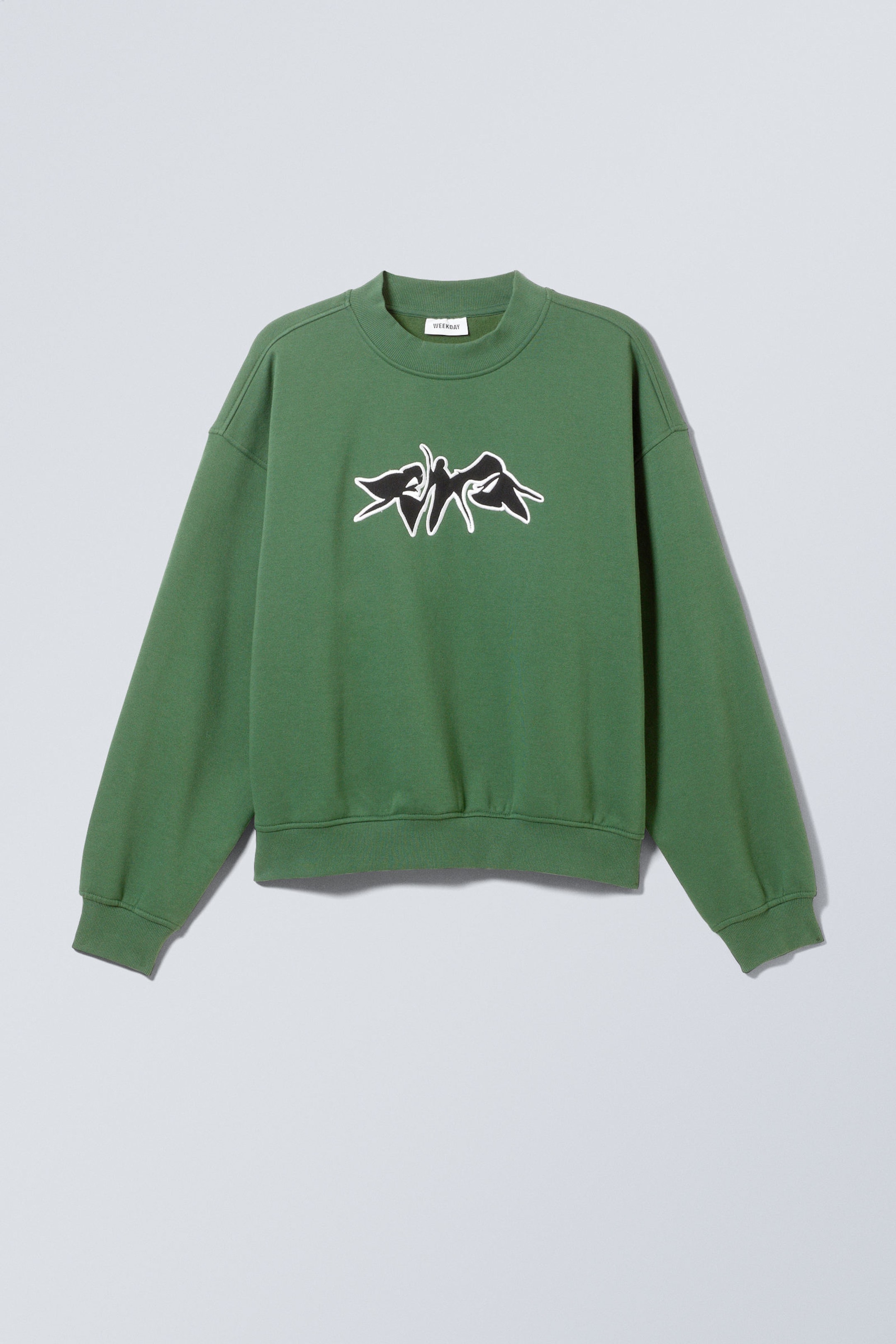 Green Print - Regular Boxy Graphic Sweatshirt - 0