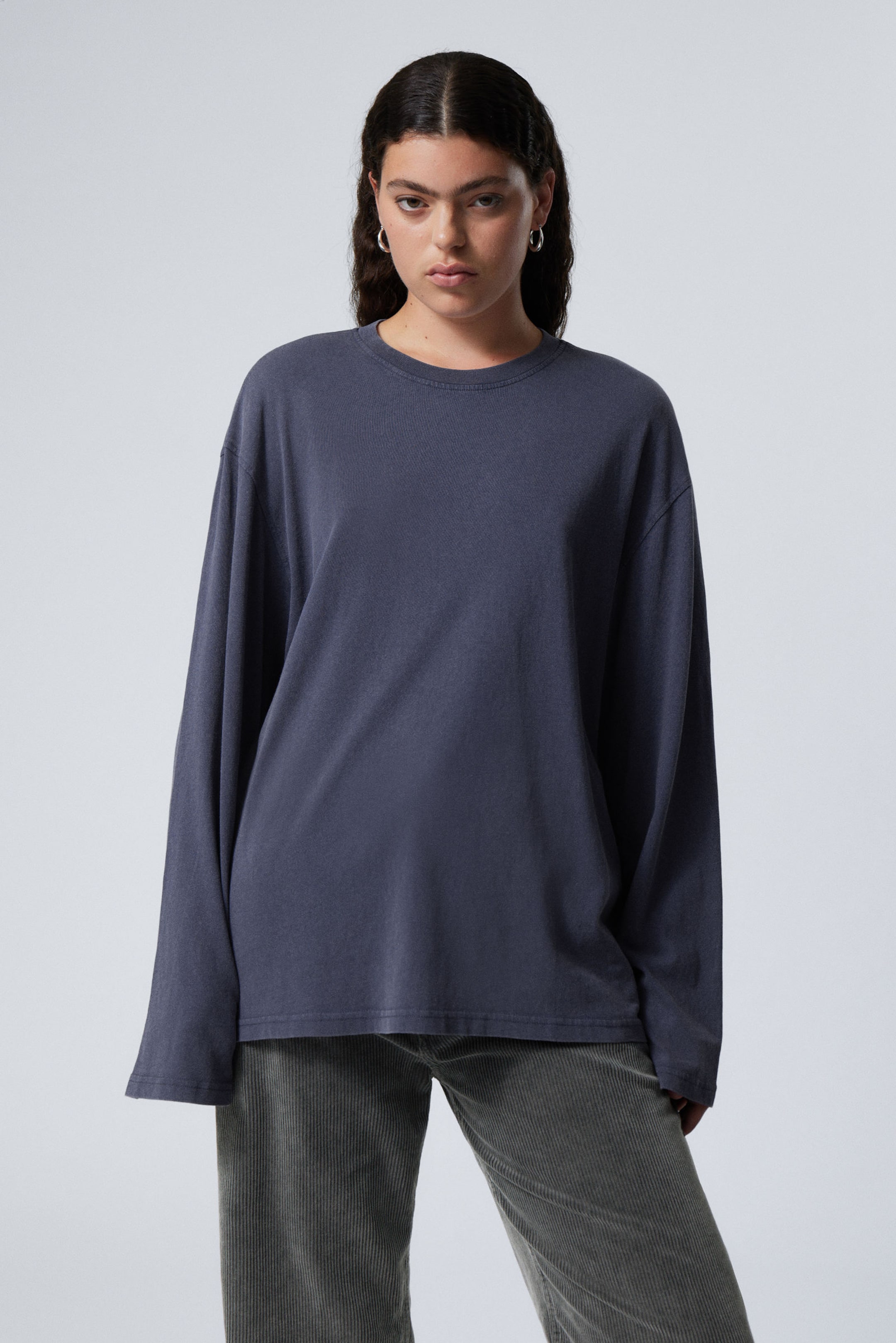 Dark Blue - Soft Oversized Long Sleeve Top - 0