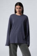 Dark Blue - Soft Oversized Long Sleeve Top - 0