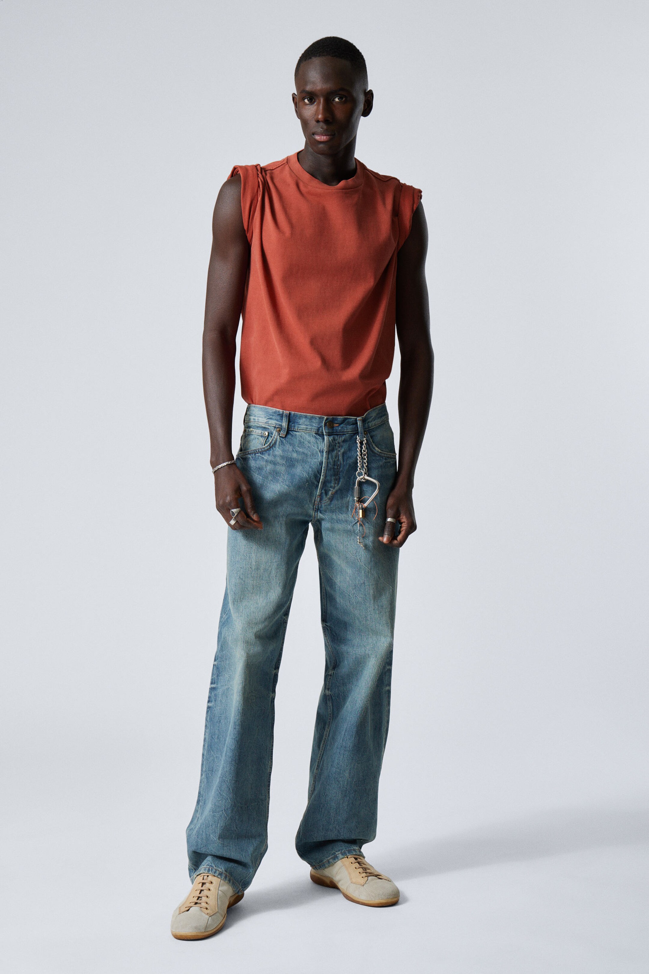 Weekday Unisex Astro loose fit wide leg jeans in Marsh blue