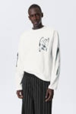 Weiß - Abstrakter Print - Kastiges Langarmshirt mit Grafikprint - 1