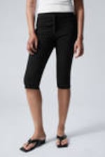 Black Stripe - Slim Capri Trousers - 1