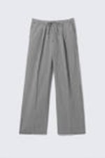 Black & White Check - Checked Loose Cotton Trousers - 0
