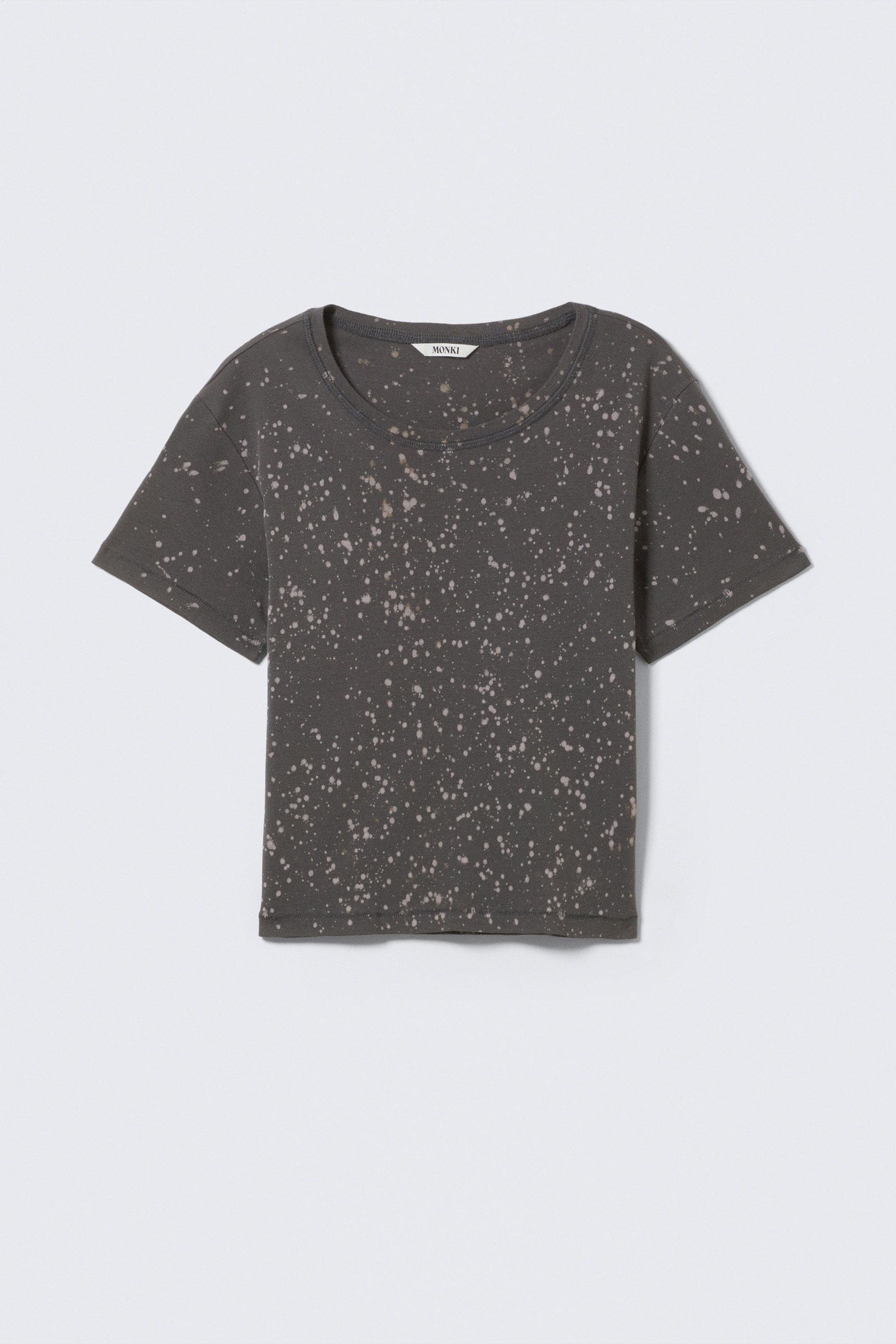 #272627 - Kurzes bedrucktes T-Shirt aus gerippter Baumwolle - 1