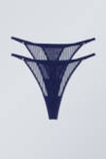 Navy - 2-pack Zelda Lace Thong - 0