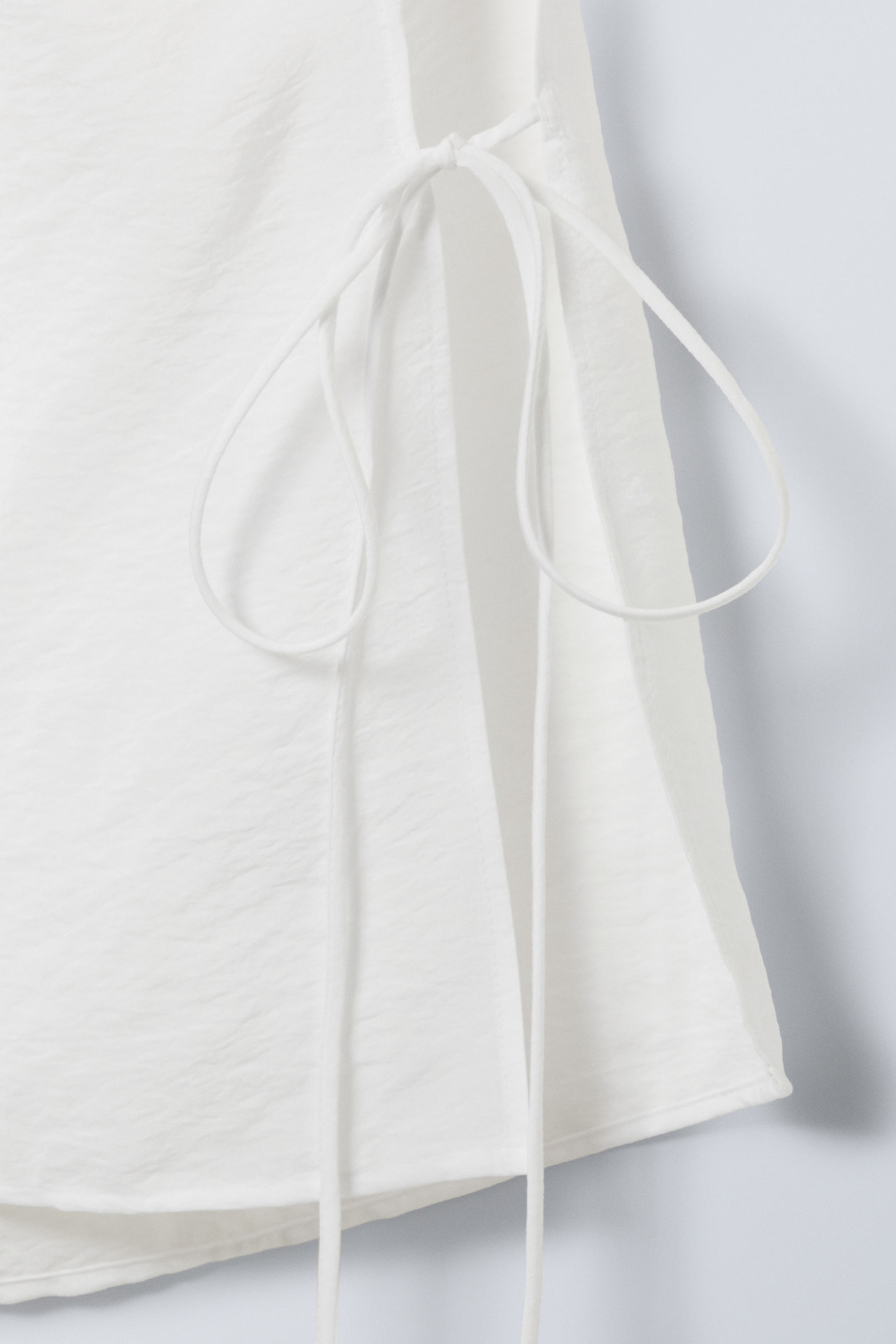 White - Sleeveless Boat-Neck Tie Top - 1