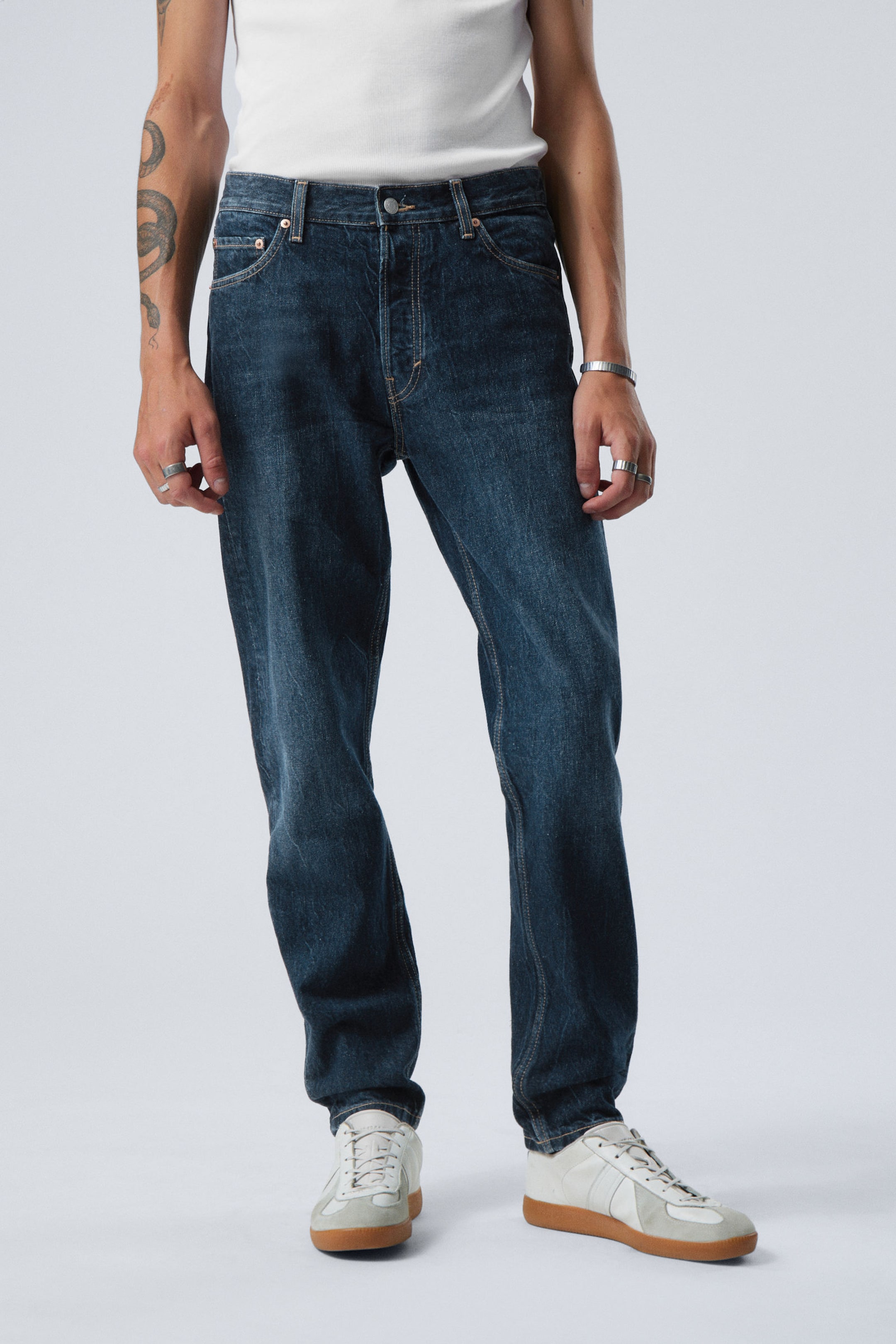 Compact Blue - Dark Blue - Barrel Relaxed Taperd Leg Jeans - 1