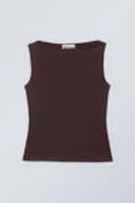 Dark Plum - Annie Sleeveless Boat-Neck Top - 2