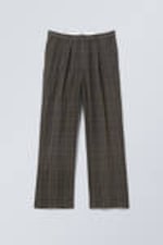 Dark Mole Check - Checked Loose Suiting Trousers - 2