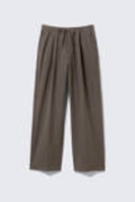 Checked Dark Mole - Checked Loose Cotton Trousers - 0