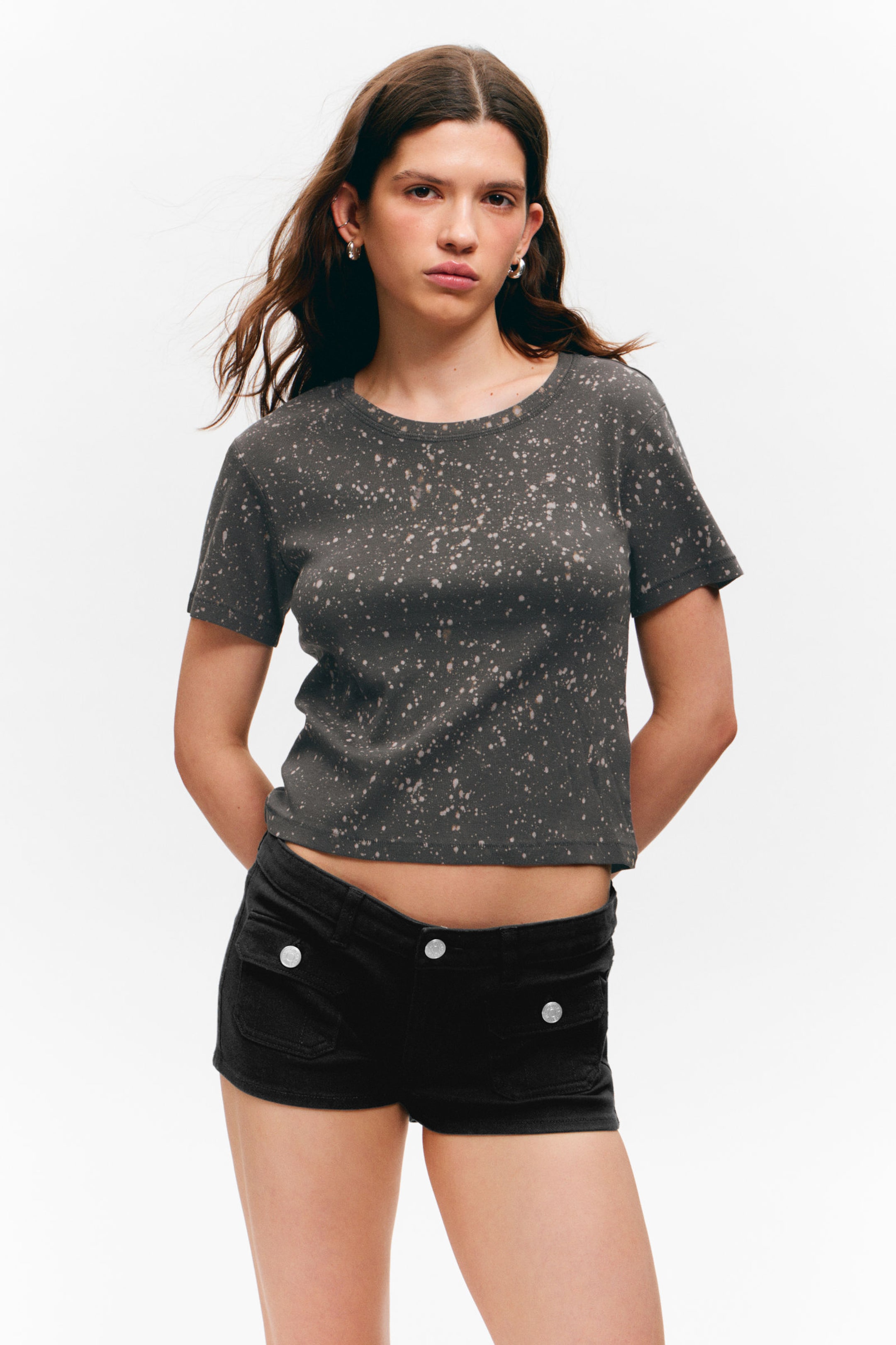 #272627 - Cropped Printed Ribbed Cotton T-shirt - 1