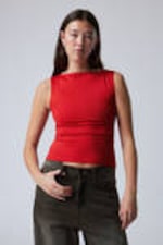 Red - Annie Sleeveless Boat-Neck Top - 0