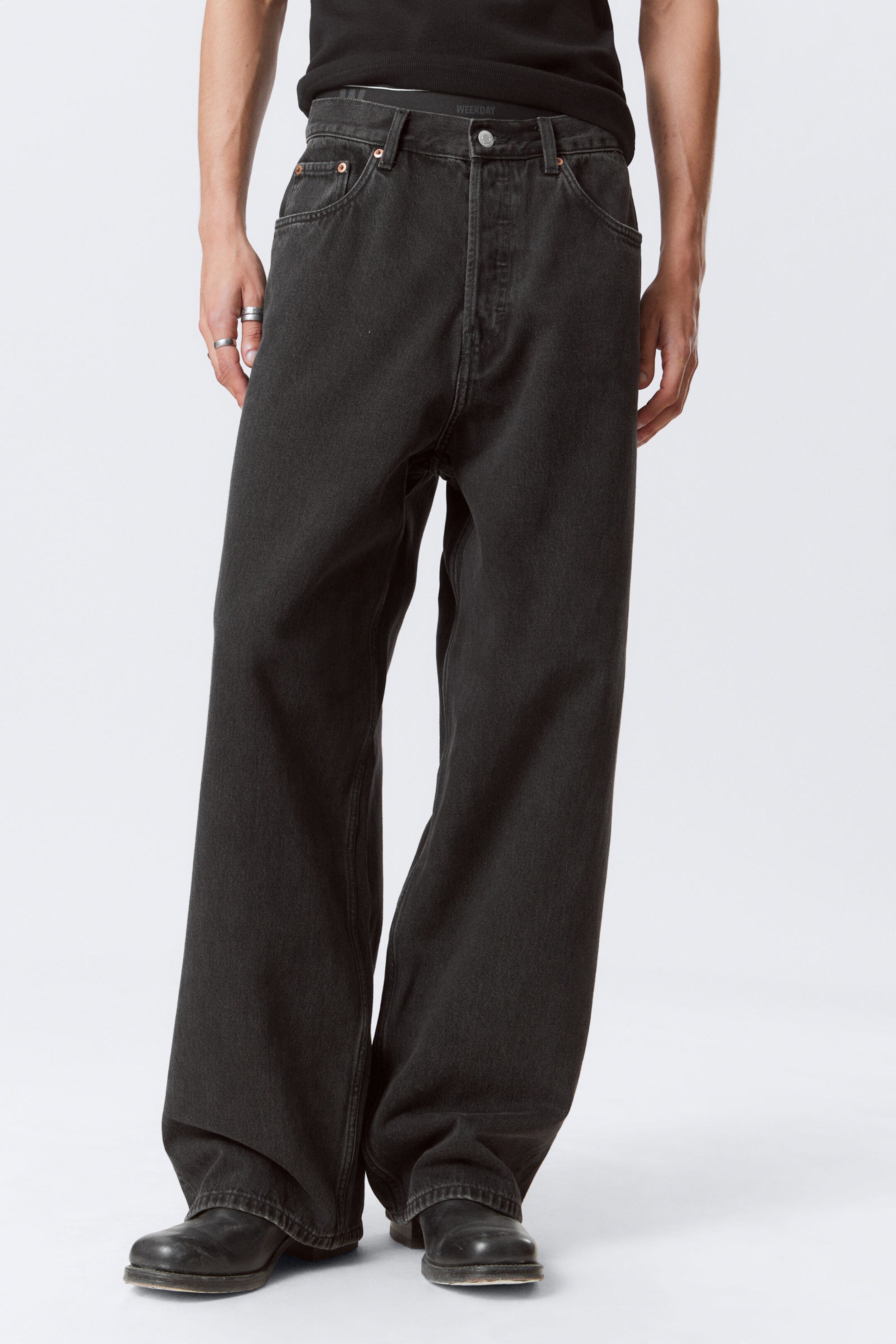 Tuned Black - Black - Astro Loose Baggy Leg Jeans - 6