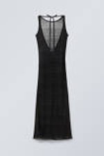 Black - Open Back Knitted Maxi Dress - 0