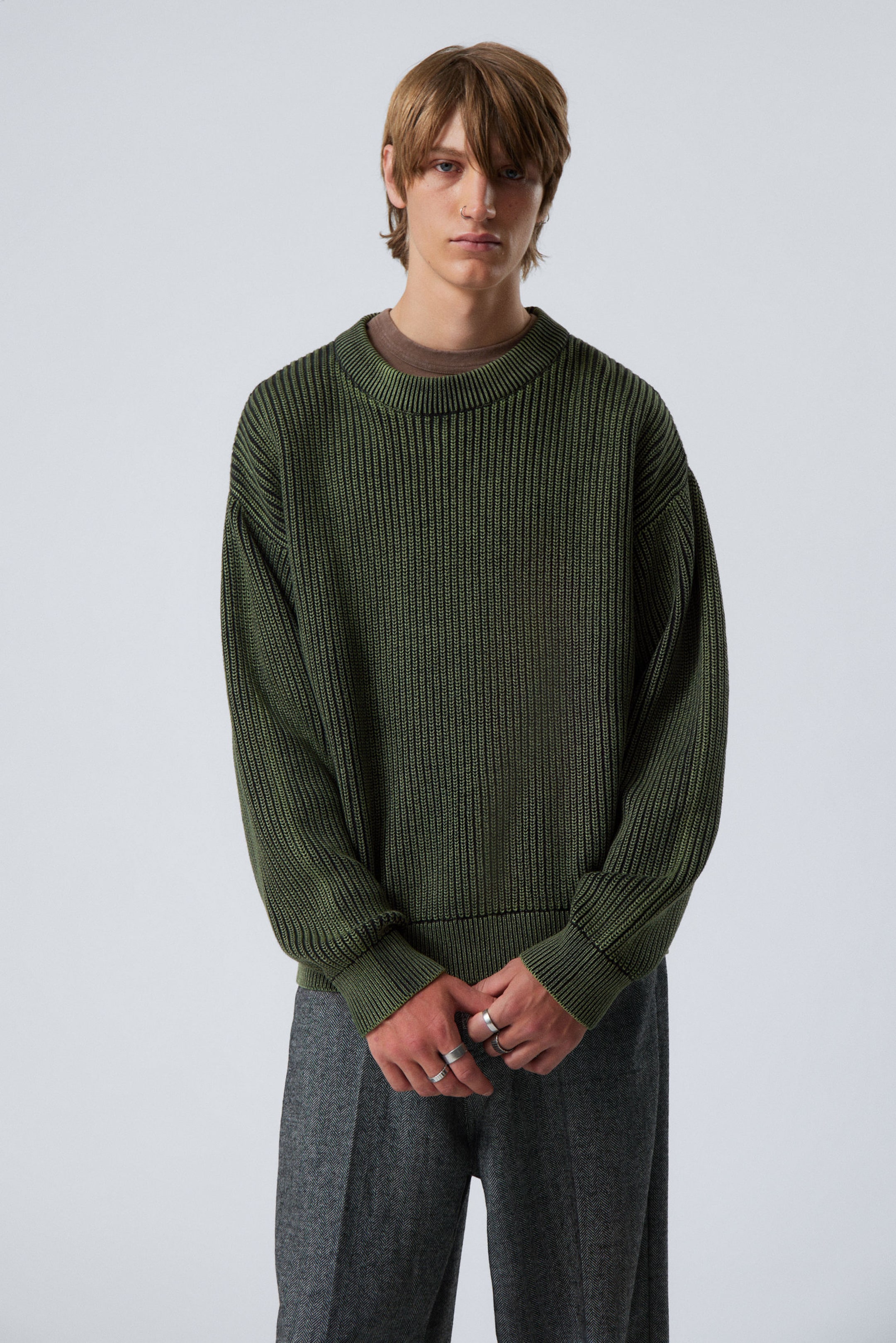 Medium Green - Regular Heavy Knit Sweater - 0