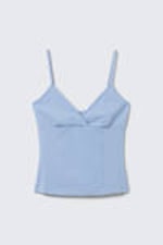 Light Blue - V-neck Cotton Singlet - 3
