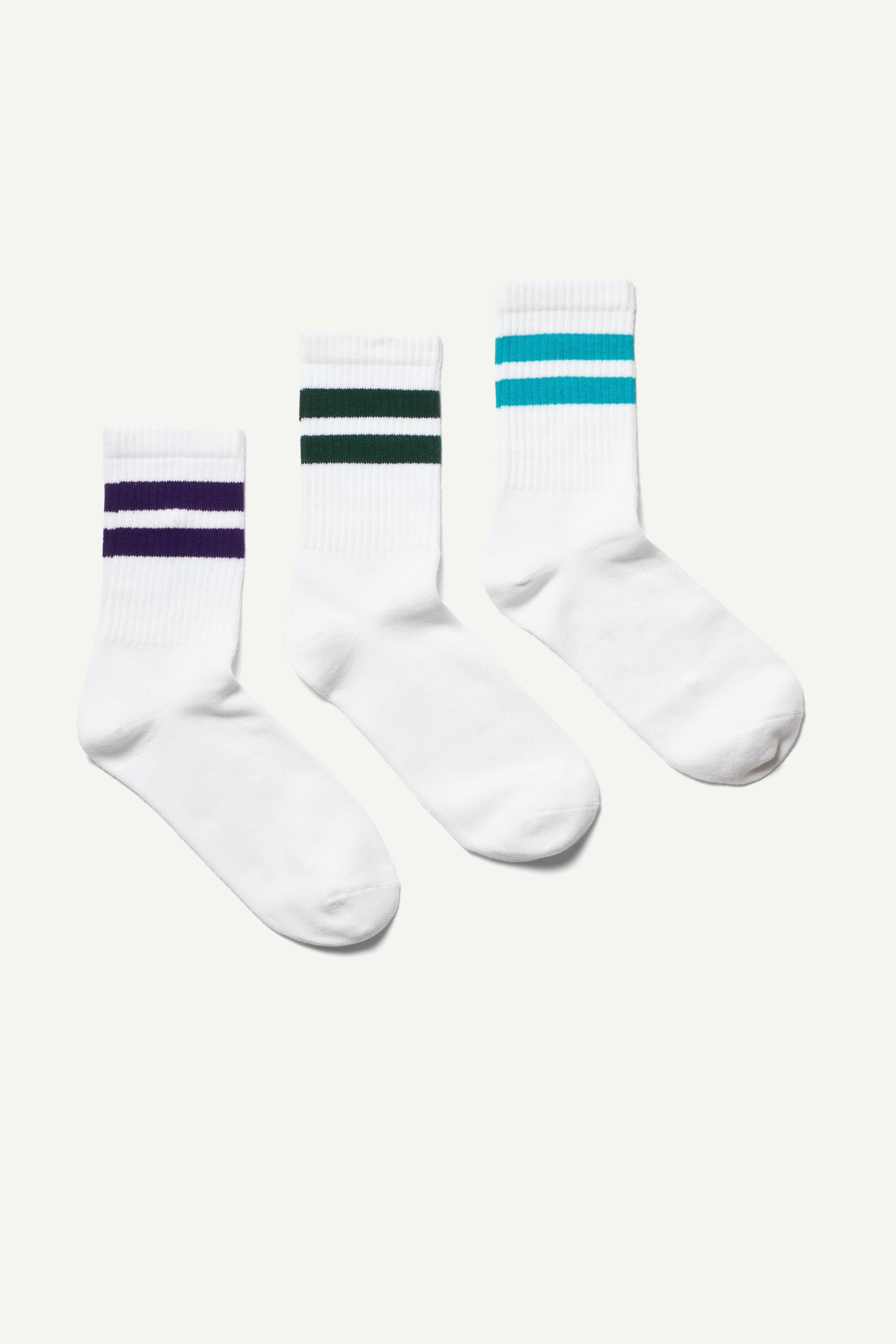 White w stripes - 3-pack Striped Sport Socks - 0