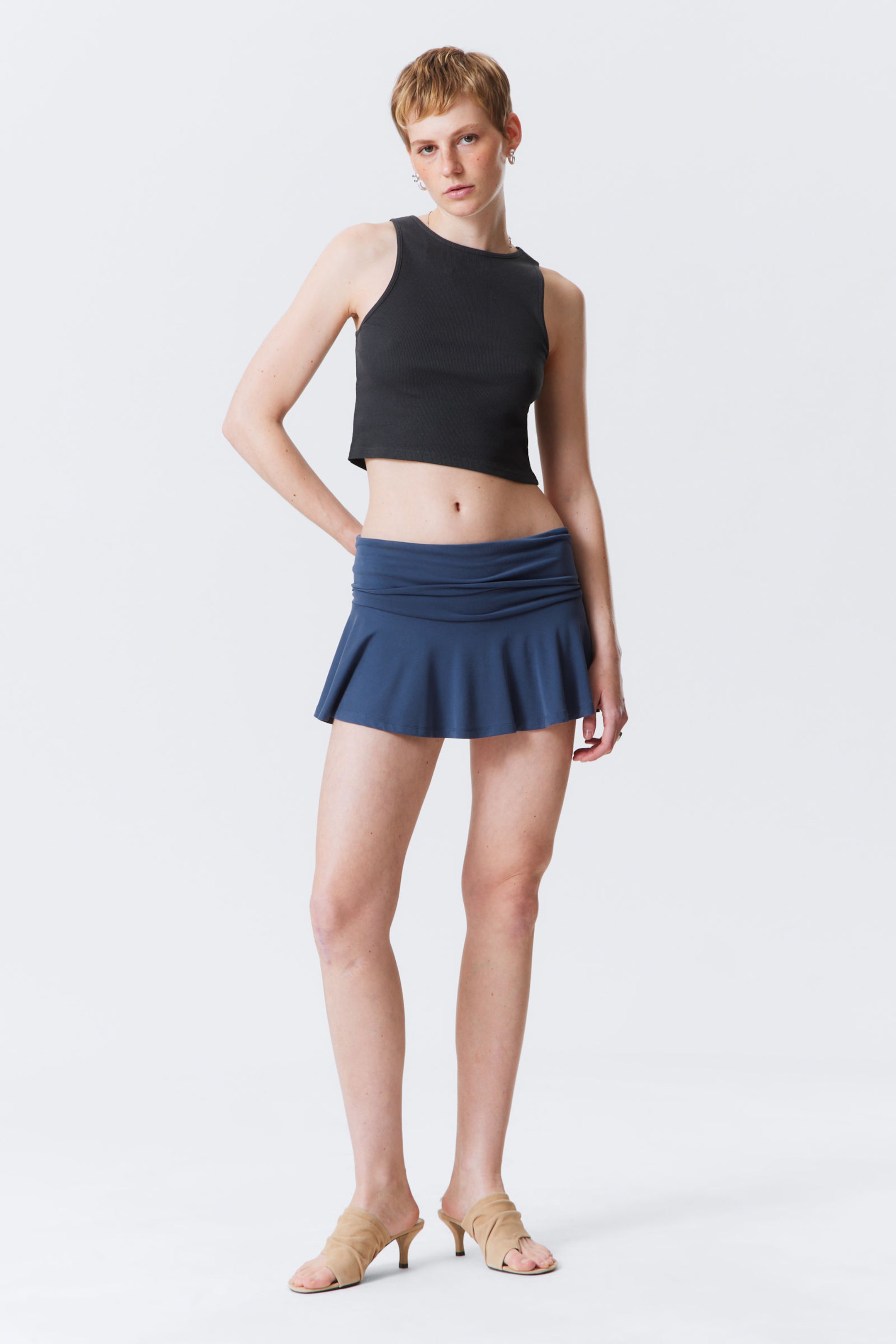 #3A3A3D - Cropped Ribbed Cotton Tank - 2