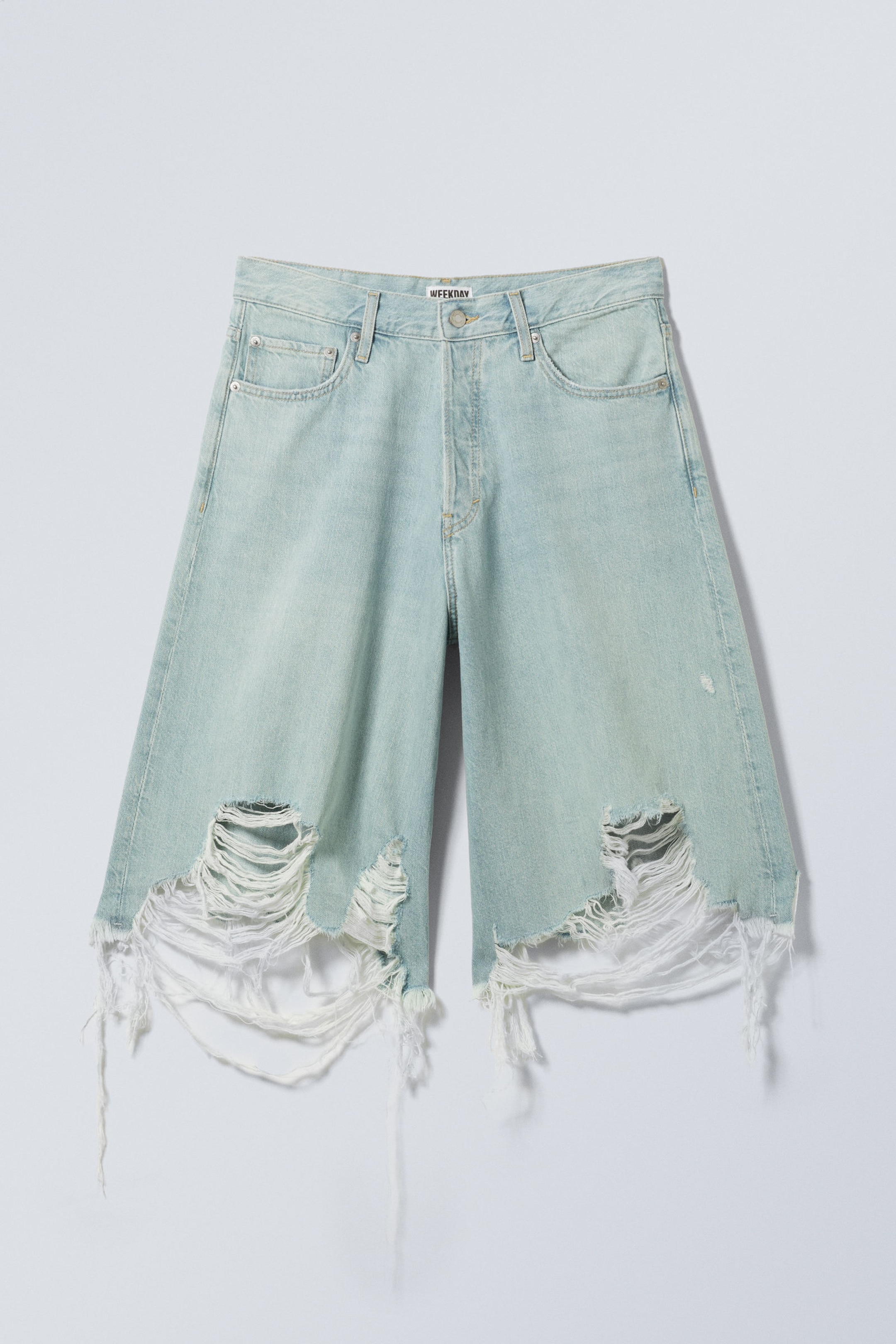 Schaumblau - Hellblau - Cosmos Loose Fit Denim Shorts - 10