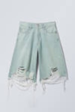 Schaumblau - Hellblau - Cosmos Loose Fit Denim Shorts - 10