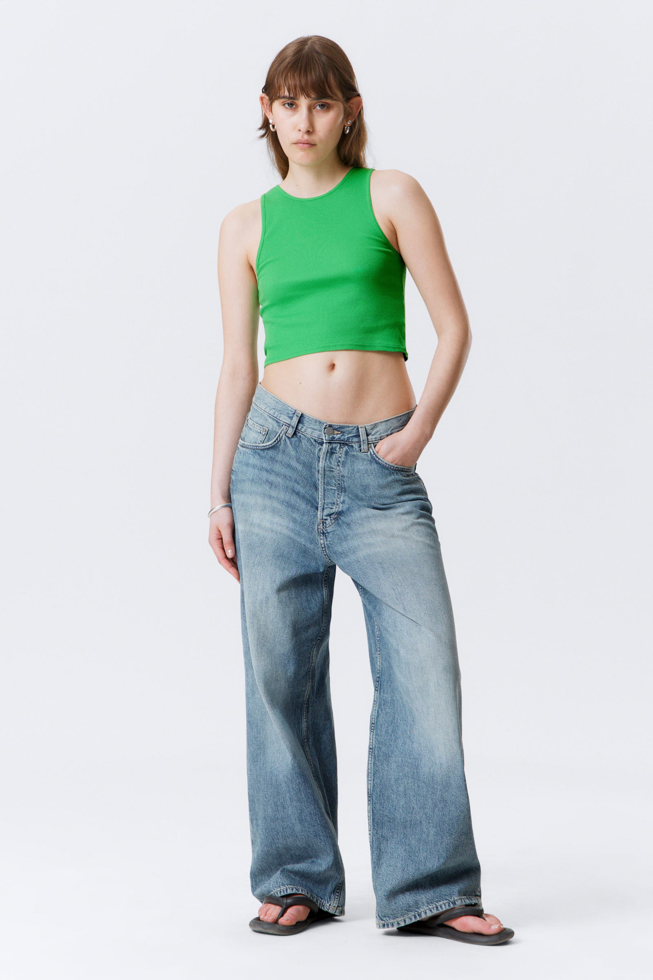 #75A95F - Cropped Ribbed Cotton Tank - 2