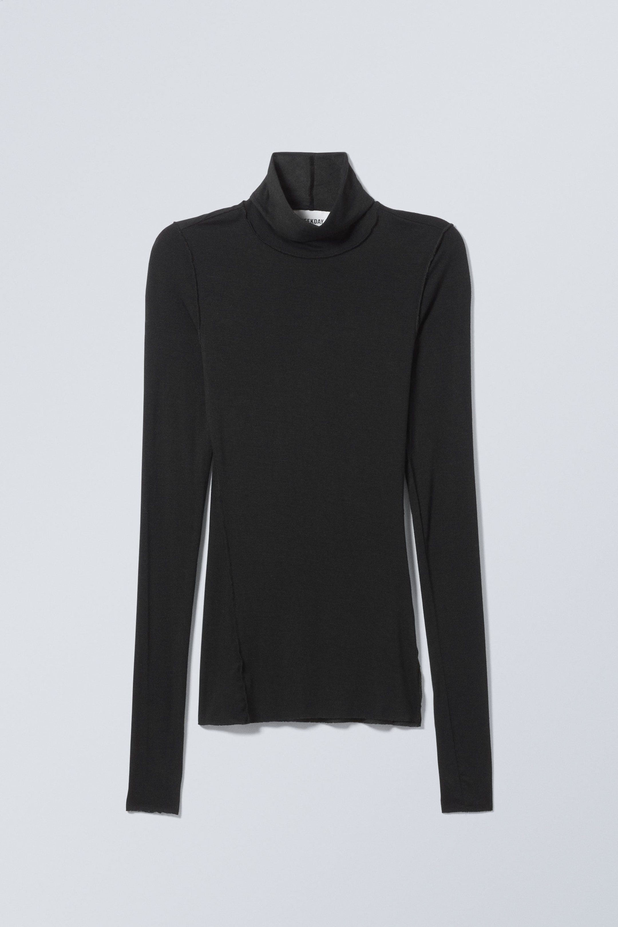 Black - Sheer Long-Sleeve Turtleneck - 0