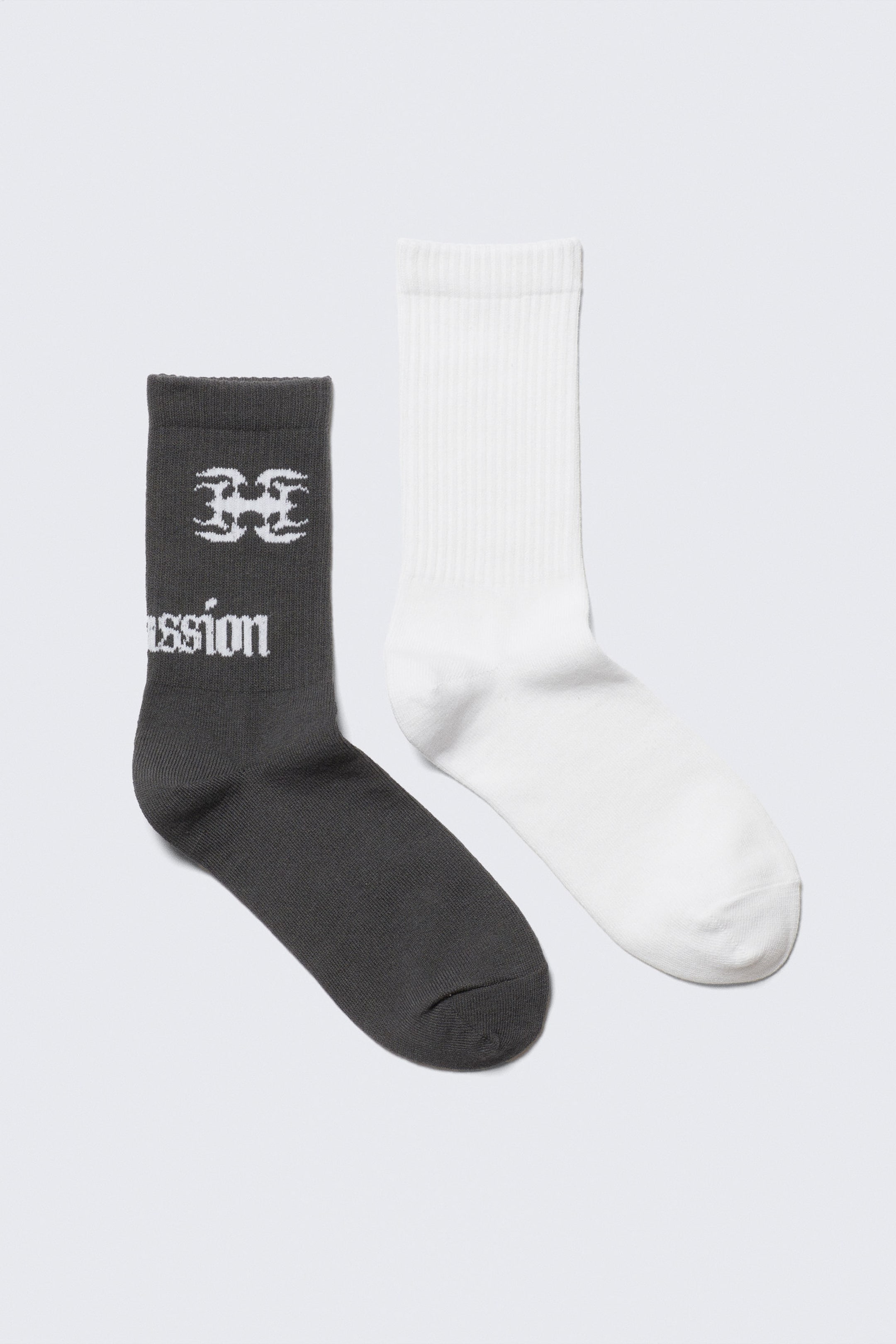 #383938 - 2-pack Ribbed Graphic Socks