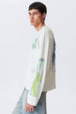 White - Surf Paint - Great Boxy Graphic Long Sleeve T-shirt - 2