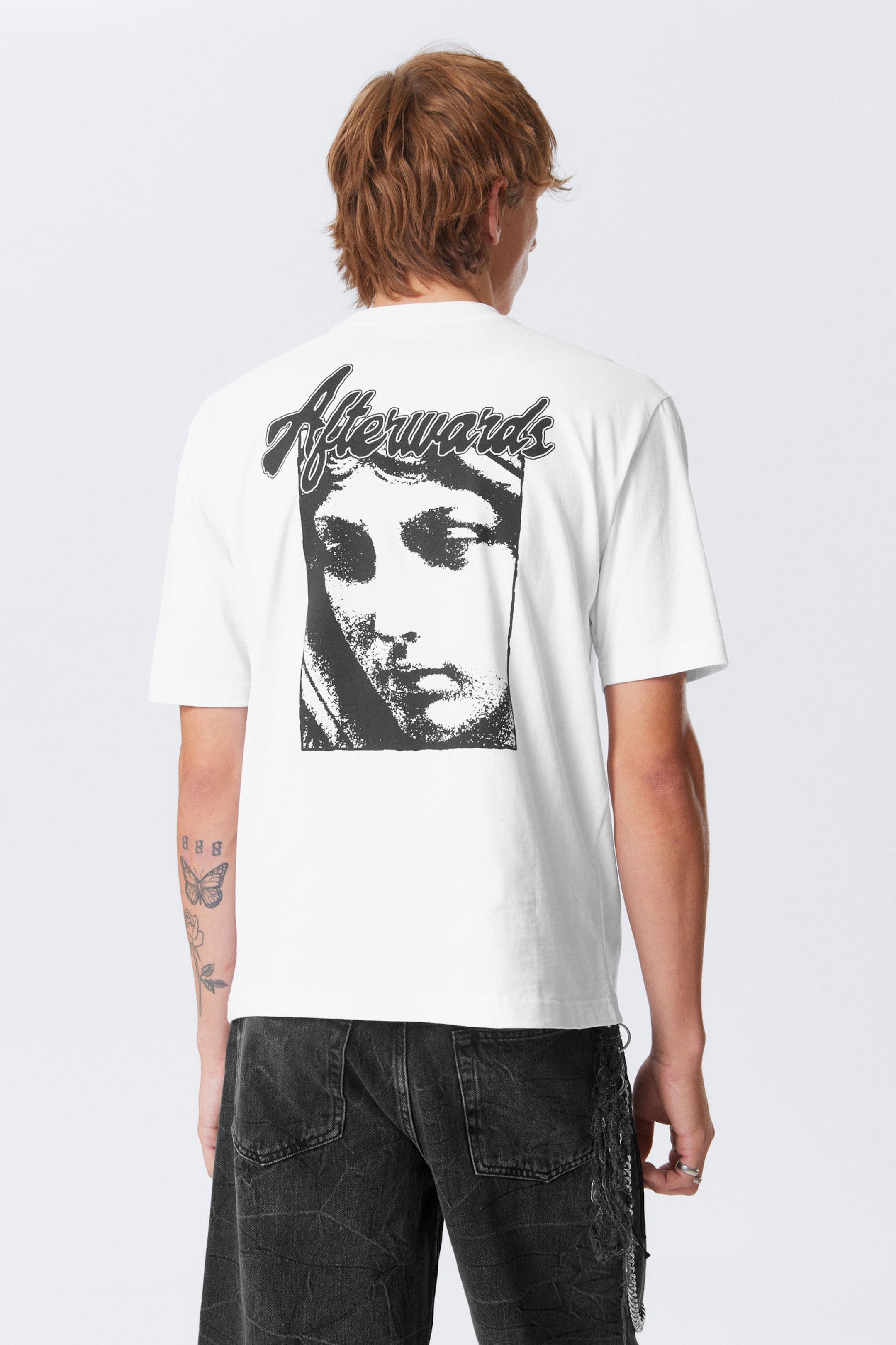 #FFFFFF - Relaxed Graphic Printed T-shirt - 1