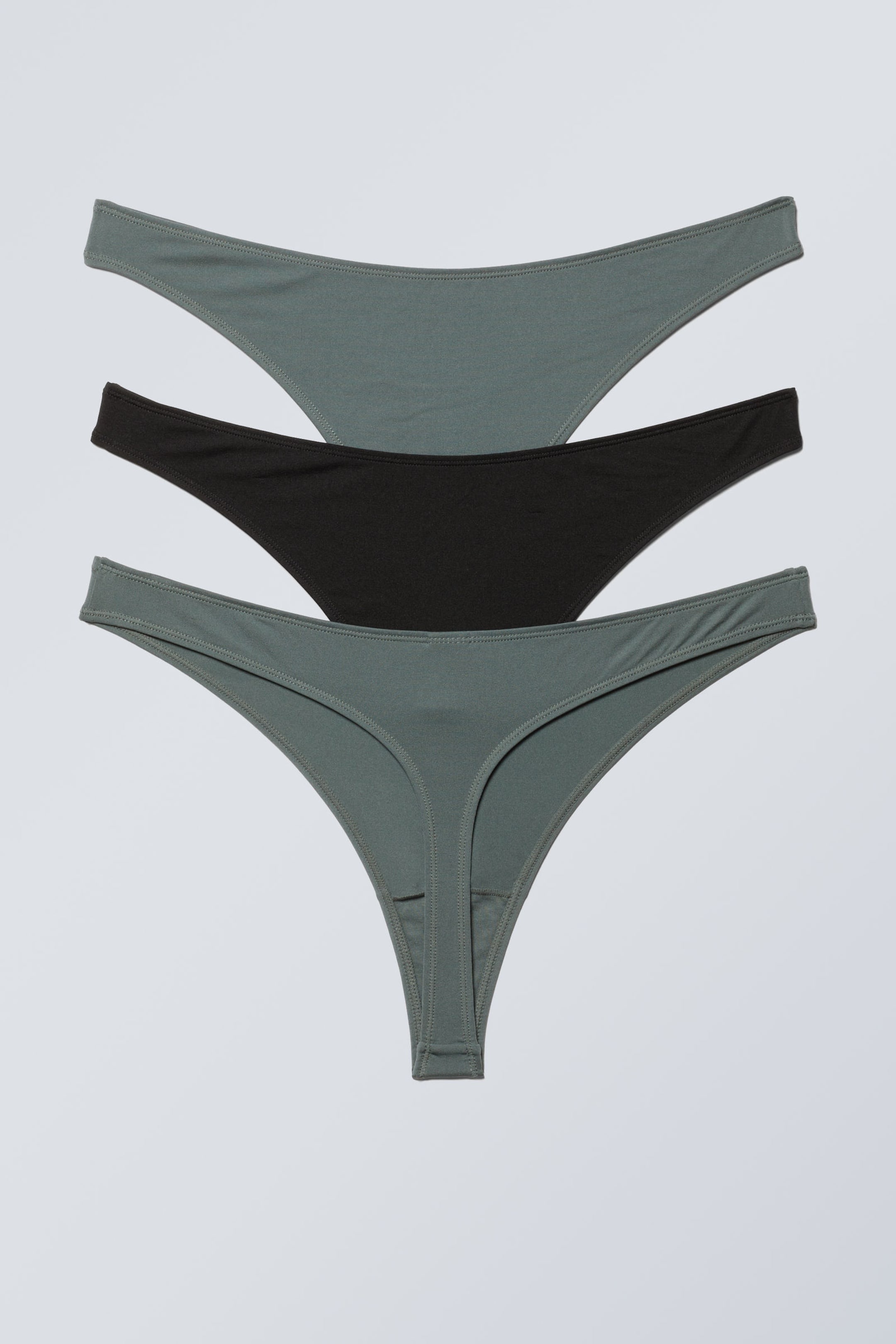 Sage / Black - 3-pack Soft Thongs - 1