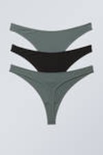 Sage / Black - 3-pack Soft Thongs - 1