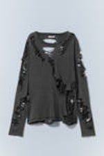 Verwaschenes Schwarz - Longsleeve mit Cut-outs - 1