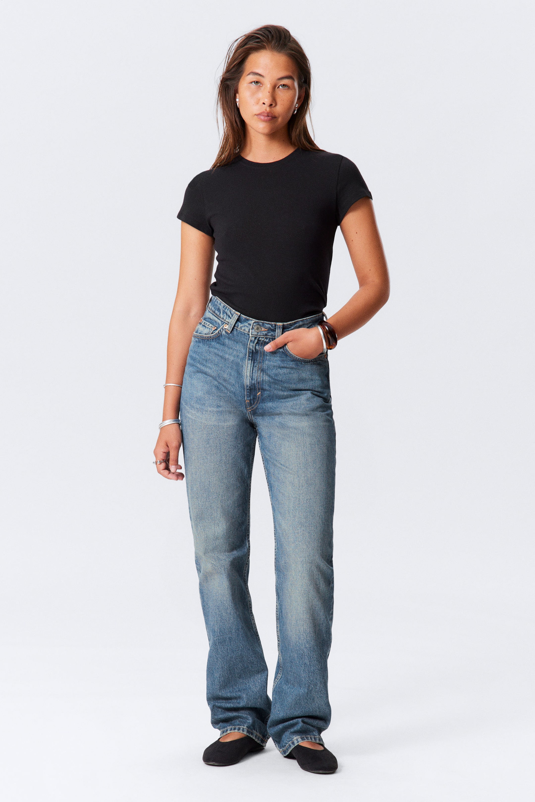 #79829D - Rowe Super High Waisted Regular Straight Leg Jeans - 1