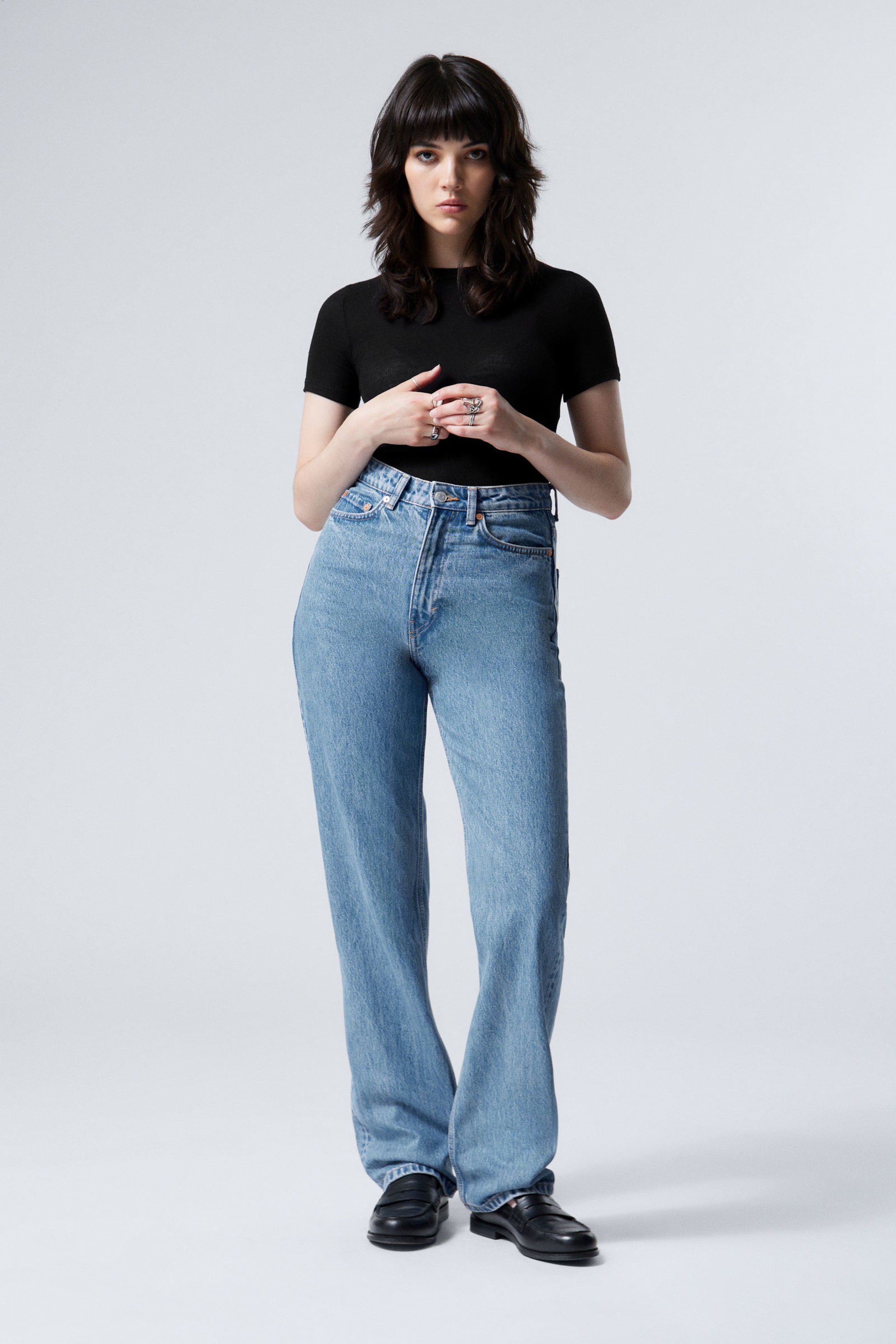 #79829D - Rowe Super High Waisted Regular Straight Leg Jeans - 1